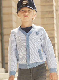 Sergent Major Pull, Gilet & Sweat-Gilet bleu à imprimé à rayures