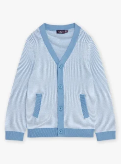 Sergent Major Pull, Gilet & Sweat-Gilet bleu &agrave; imprim&eacute; &agrave; rayures