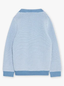 Sergent Major Pull, Gilet & Sweat-Gilet bleu &agrave; imprim&eacute; &agrave; rayures