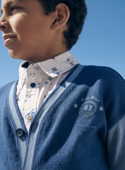 Sergent Major Pull, Gilet & Sweat-Gilet bleu &agrave; manches longues contenant du cachemire