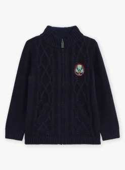 Sergent Major Pull, Gilet & Sweat-Gilet bleu marine en grosse maille