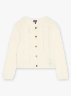 Sergent Major Pull, Gilet & Cardigan-Gilet &eacute;cru &agrave; manches longues