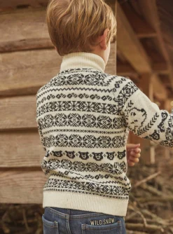 Sergent Major Pull, Gilet & Sweat-Gilet &eacute;cru en jacquard