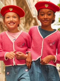 Sergent Major Pull, Gilet & Cardigan-Gilet rose p&eacute;tunia en tricot