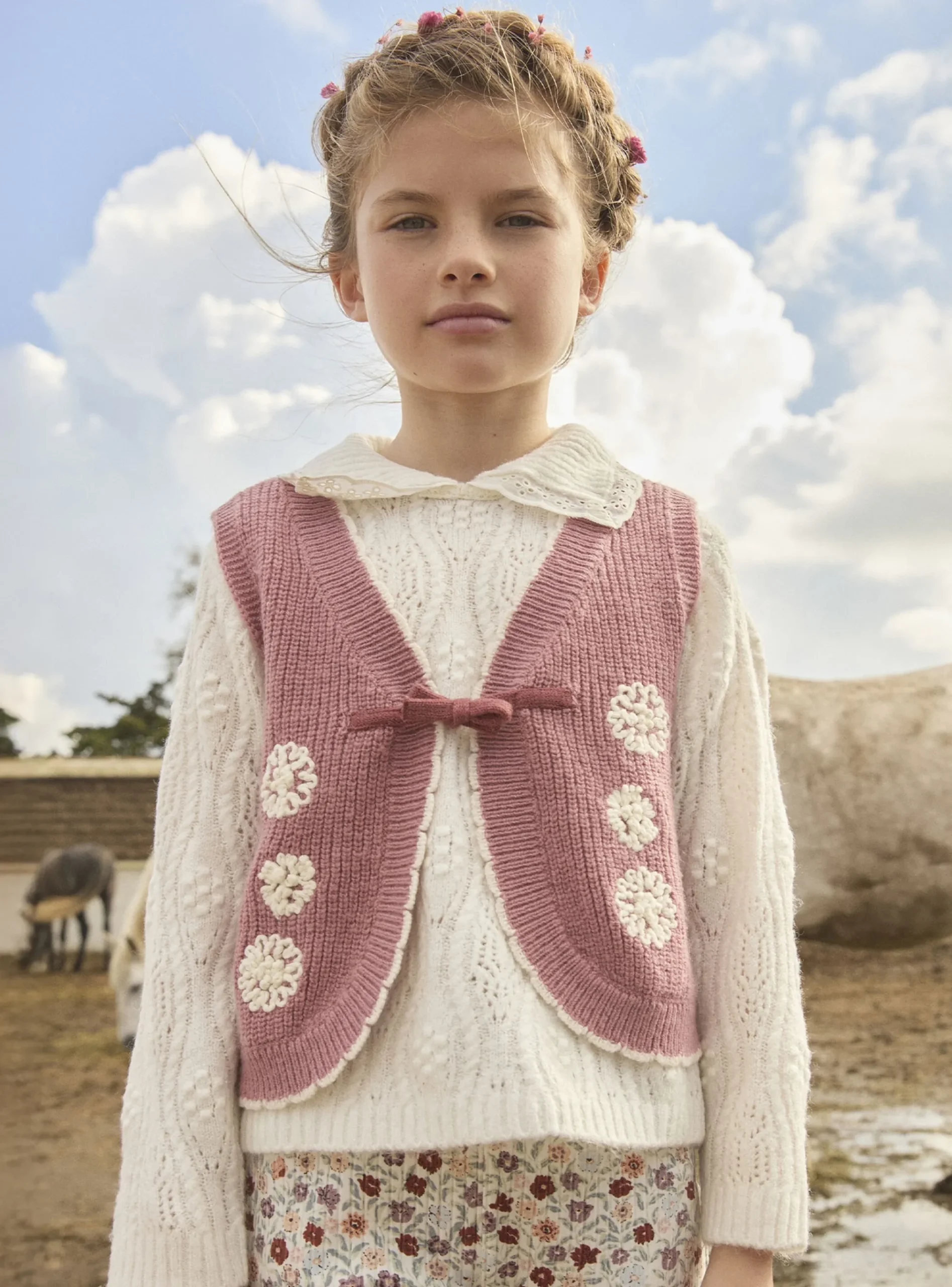 Sergent Major Pull, Gilet & Cardigan-Gilet sans manches à fleurs