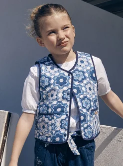 Sergent Major Pull, Gilet & Cardigan-Gilet sans manches bleu et blanc r&eacute;versible et matelass&eacute;