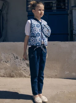 Sergent Major Pull, Gilet & Cardigan-Gilet sans manches bleu et blanc r&eacute;versible et matelass&eacute;