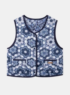 Sergent Major Pull, Gilet & Cardigan-Gilet sans manches bleu et blanc r&eacute;versible et matelass&eacute;