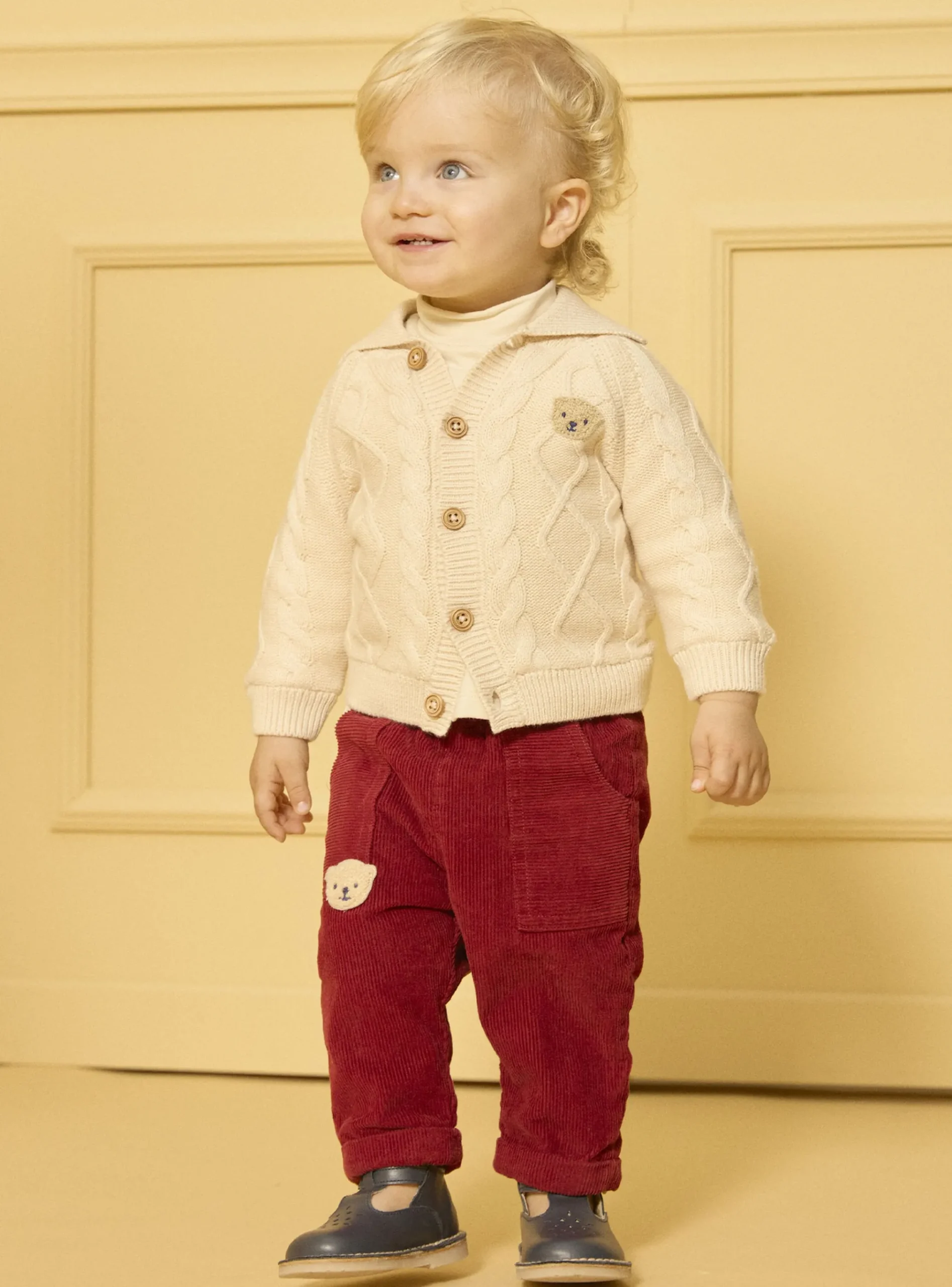 Sergent Major Pull, Gilet & Cardigan-Gilet torsadé doublé fourrure