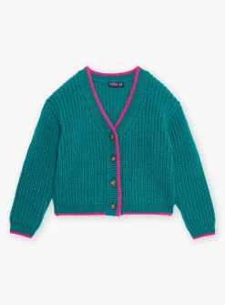 Sergent Major Pull, Gilet & Cardigan-Gilet vert en c&ocirc;tes