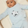Sergent Major Pyjama & Grenouillère-Grenouill&egrave;re bleu glacier en velours en coton biologique et polyester recycl&eacute;