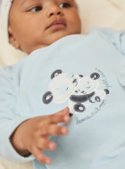 Sergent Major Pyjama & Grenouillère-Grenouill&egrave;re bleu glacier en velours en coton biologique et polyester recycl&eacute;