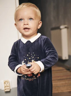 Sergent Major Pyjama & Grenouillère-Grenouill&egrave;re bleu marine en velours