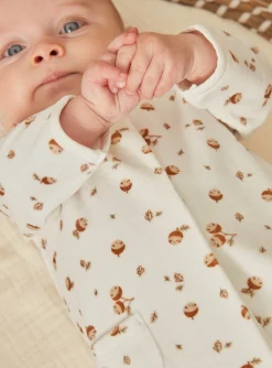 Sergent Major Pyjama & Grenouillère-Grenouill&egrave;re &eacute;crue en velours en coton biologique et polyester recycl&eacute;