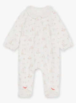 Sergent Major Pyjama & Grenouillère-Grenouill&egrave;re &eacute;crue en velours en coton biologique et polyester recycl&eacute;
