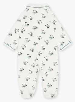 Sergent Major Pyjama & Grenouillère-Grenouill&egrave;re &eacute;crue en velours en coton biologique et polyester recycl&eacute;