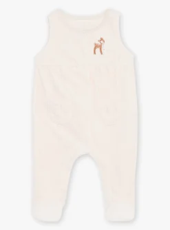 Sergent Major Tenues & Ensembles-Grenouill&egrave;re rose p&acirc;le et gilet &eacute;cru en velours en coton biologique et polyester recycl&eacute;
