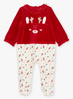 Sergent Major Pyjama & Grenouillère-Grenouill&egrave;re rouge et blanche en velours