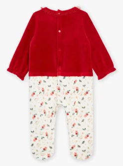 Sergent Major Pyjama & Grenouillère-Grenouill&egrave;re rouge et blanche en velours