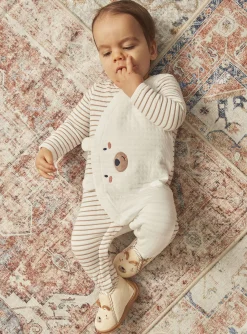 Sergent Major Pyjama & Grenouillère-Grenouilli&egrave;re beige en tubique &agrave; imprim&eacute; &agrave; rayures
