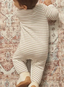 Sergent Major Pyjama & Grenouillère-Grenouilli&egrave;re beige en tubique &agrave; imprim&eacute; &agrave; rayures
