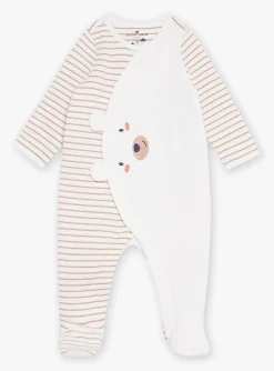 Sergent Major Pyjama & Grenouillère-Grenouilli&egrave;re beige en tubique &agrave; imprim&eacute; &agrave; rayures