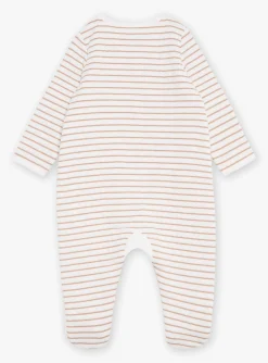 Sergent Major Pyjama & Grenouillère-Grenouilli&egrave;re beige en tubique &agrave; imprim&eacute; &agrave; rayures