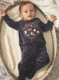 Sergent Major Pyjama & Grenouillère-Grenouillière bleu foncé en velours