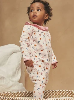 Sergent Major Pyjama & Grenouillère-Grenouilli&egrave;re blush &agrave; imprim&eacute; &eacute;toiles, lunes, arc-en-ciel et fleurs