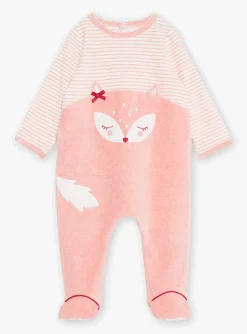 Sergent Major Pyjama & Grenouillère-Grenouilli&egrave;re &eacute;crue en v&eacute;lours &agrave; imprim&eacute; &agrave; rayures