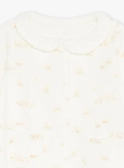 Sergent Major Pyjama & Grenouillère-Grenouilli&egrave;re &eacute;crue en velours &agrave; imprim&eacute; fleuri et chien