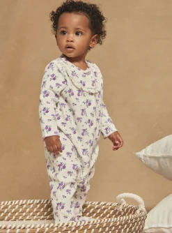 Sergent Major Pyjama & Grenouillère-Grenouilli&egrave;re en velours violette &agrave; imprim&eacute; fleuri