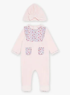 Sergent Major Pyjama & Grenouillère-Grenouilli&egrave;re et bonnet rose en velours