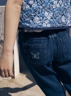 Sergent Major Pantalon, Jean & Legging-Jean carotte bleu avec ceinture &agrave; imprim&eacute; fleuri