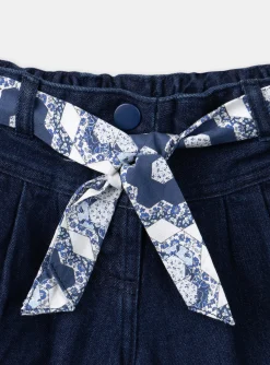 Sergent Major Pantalon, Jean & Legging-Jean carotte bleu avec ceinture &agrave; imprim&eacute; fleuri