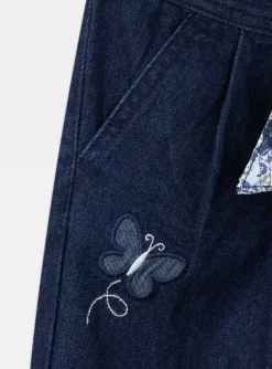 Sergent Major Pantalon, Jean & Legging-Jean carotte bleu avec ceinture &agrave; imprim&eacute; fleuri