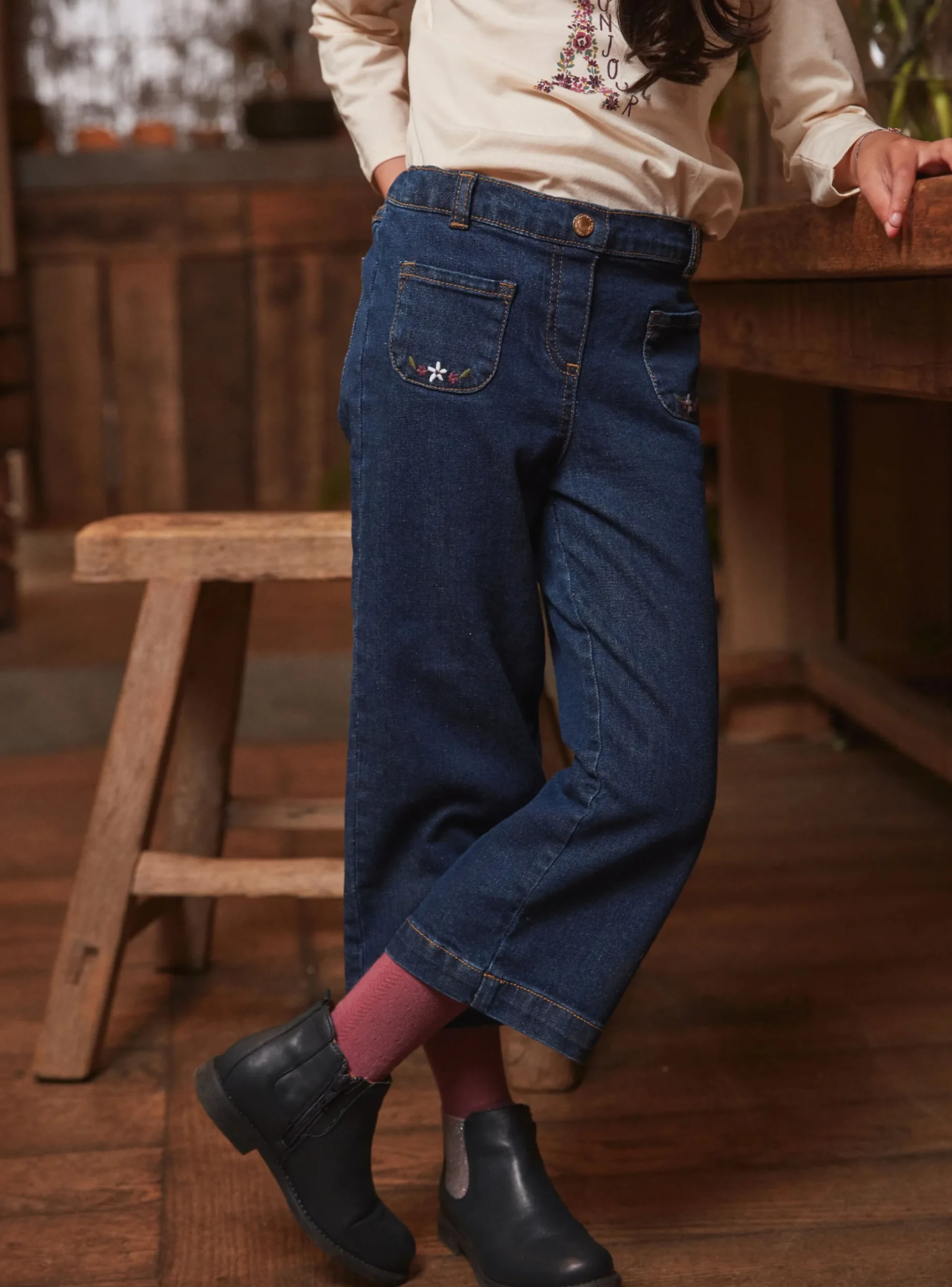 Sergent Major Pantalon, Jean & Legging-Jeans wide leg brodé