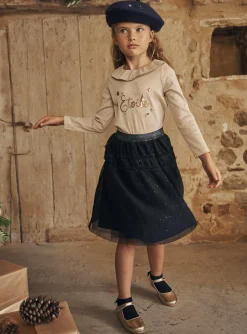Sergent Major Jupe & Short-Jupe bleu marine en tulle pailleté