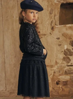 Sergent Major Jupe & Short-Jupe bleu marine en tulle paillet&eacute;