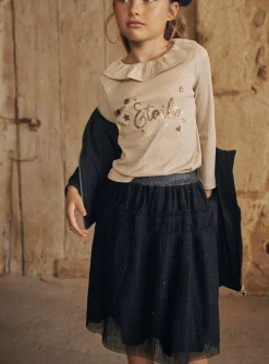 Sergent Major Jupe & Short-Jupe bleu marine en tulle paillet&eacute;