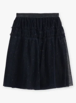 Sergent Major Jupe & Short-Jupe bleu marine en tulle paillet&eacute;