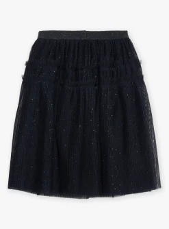 Sergent Major Jupe & Short-Jupe bleu marine en tulle paillet&eacute;