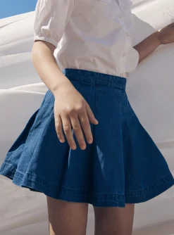 Sergent Major Jupe & Short-Jupe bleue plissée en jean