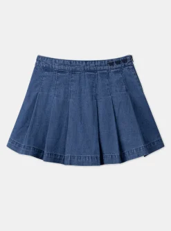 Sergent Major Jupe & Short-Jupe bleue pliss&eacute;e en jean