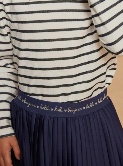Sergent Major Jupe & Short-Jupe plis&eacute;e en jersey bleu marine