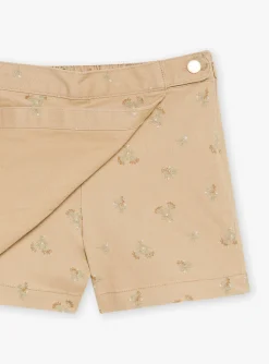 Sergent Major Jupe & Short-Jupe-short beige &agrave; imprim&eacute; fleuri paillet&eacute;