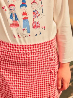 Sergent Major Jupe & Short-Jupe-short rose barbapapa et rouge &agrave; imprim&eacute; pied-de-poule