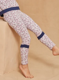 Sergent Major Pantalon, Jean & Legging-Legging bleu marine et lilas à imprimé fleuri