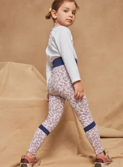 Sergent Major Pantalon, Jean & Legging-Legging bleu marine et lilas &agrave; imprim&eacute; fleuri