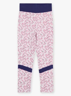 Sergent Major Pantalon, Jean & Legging-Legging bleu marine et lilas &agrave; imprim&eacute; fleuri